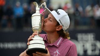 Cam Smith kissing the Claret Jug after winning the 2022 Open
