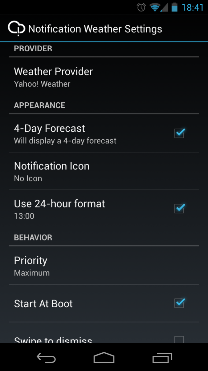 Settings Menu cont.