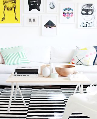 Ikea coffee table hacks Scandi style blond wood with white legs