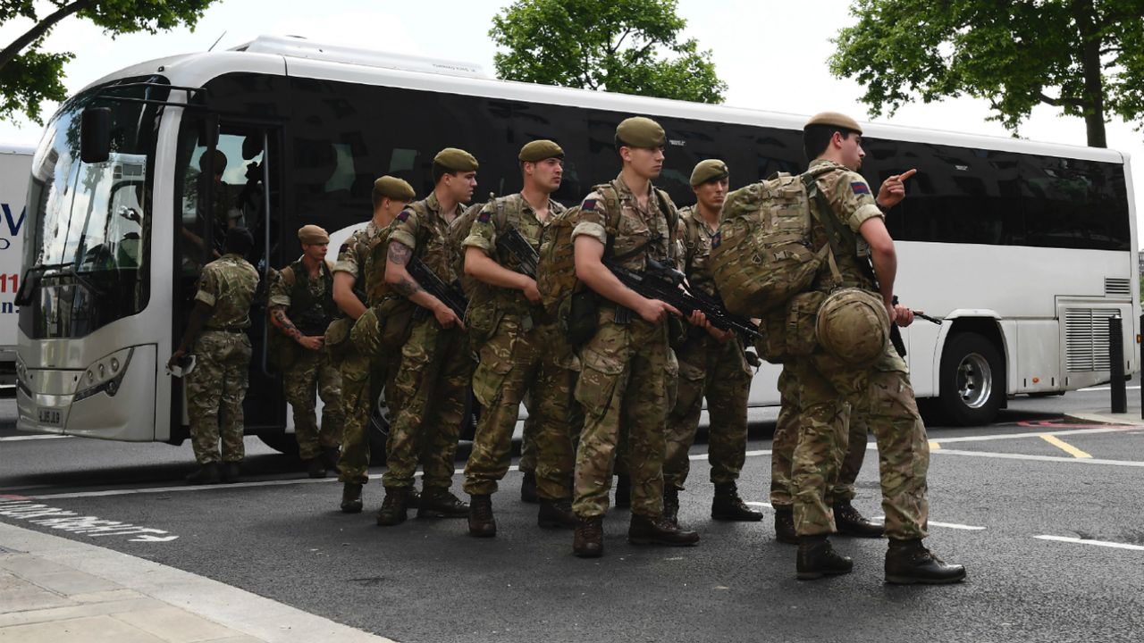 Soldiers at New Scotland Yard