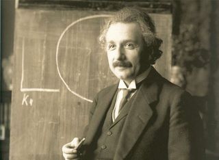 Albert Einstein during a lecture in Vienna in 1921