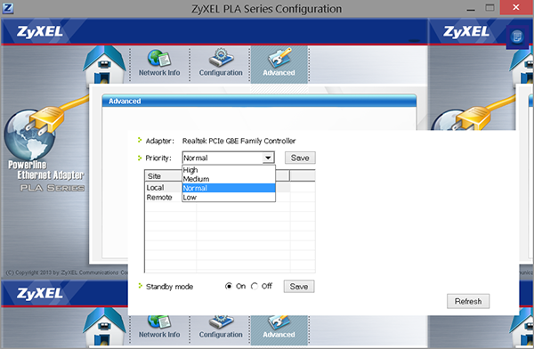 Figure 56 - ZyXEL powerline configuration utility, Advanced tab