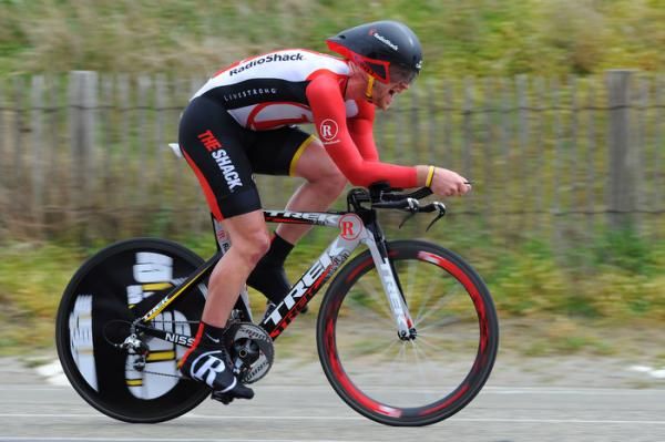 S&eacute;bastien Rosseler (RadioShack) in action during the closing De Panne time trial.