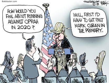 Political cartoon U.S. Oprah 2020 Mark Cuban Trump election