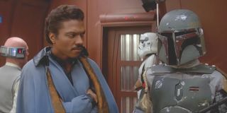 Lando Calrissian and Boba Fett awaiting Han Solo's fate