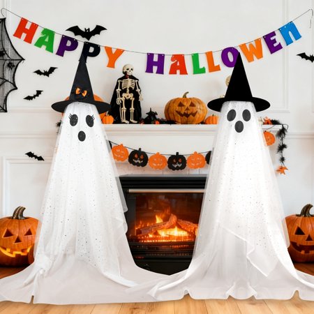 Inadays Halloween Decorations – Outdoor & Indoor Spooky Ghost Lights With Remote, 2-Pack for Porch Lawn Garden Home