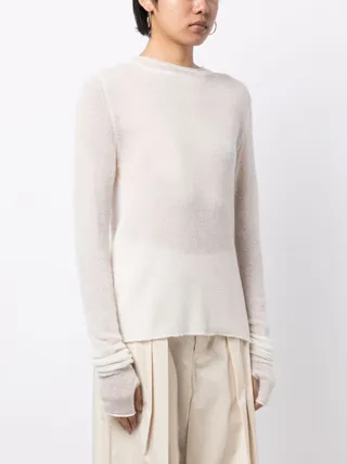 Semi-Sheer Fine-Knit Jumper