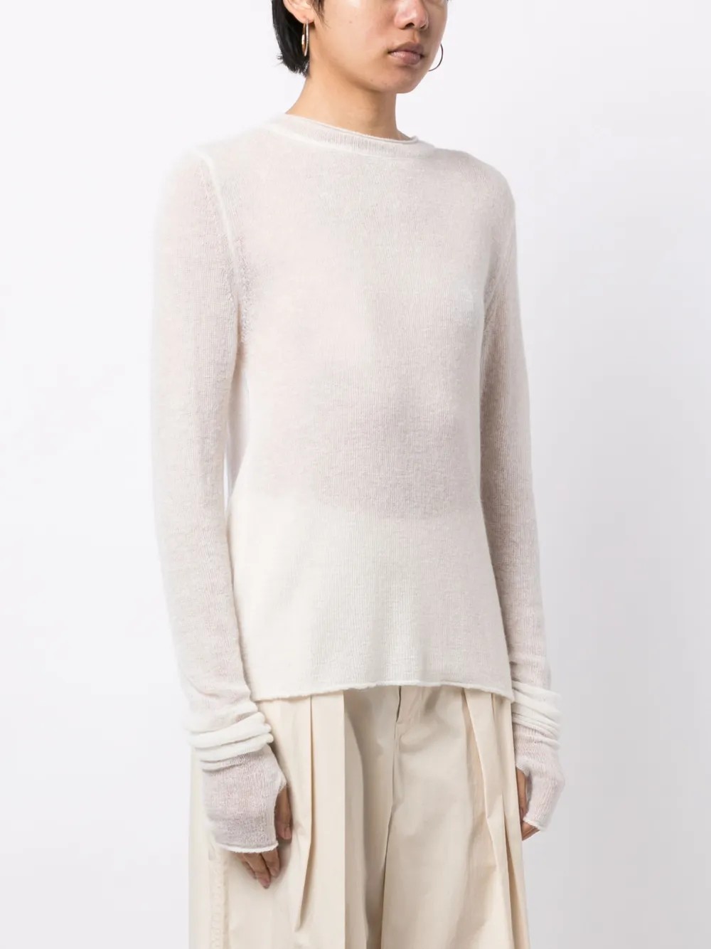 Semi-Sheer Fine-Knit Jumper