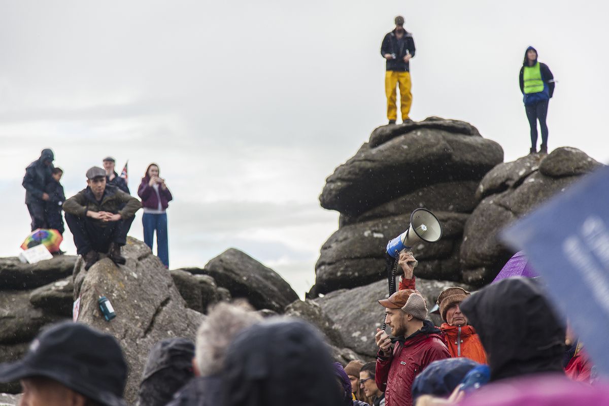 Protestors at Hound Tor