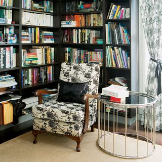 study room with books and armchair
