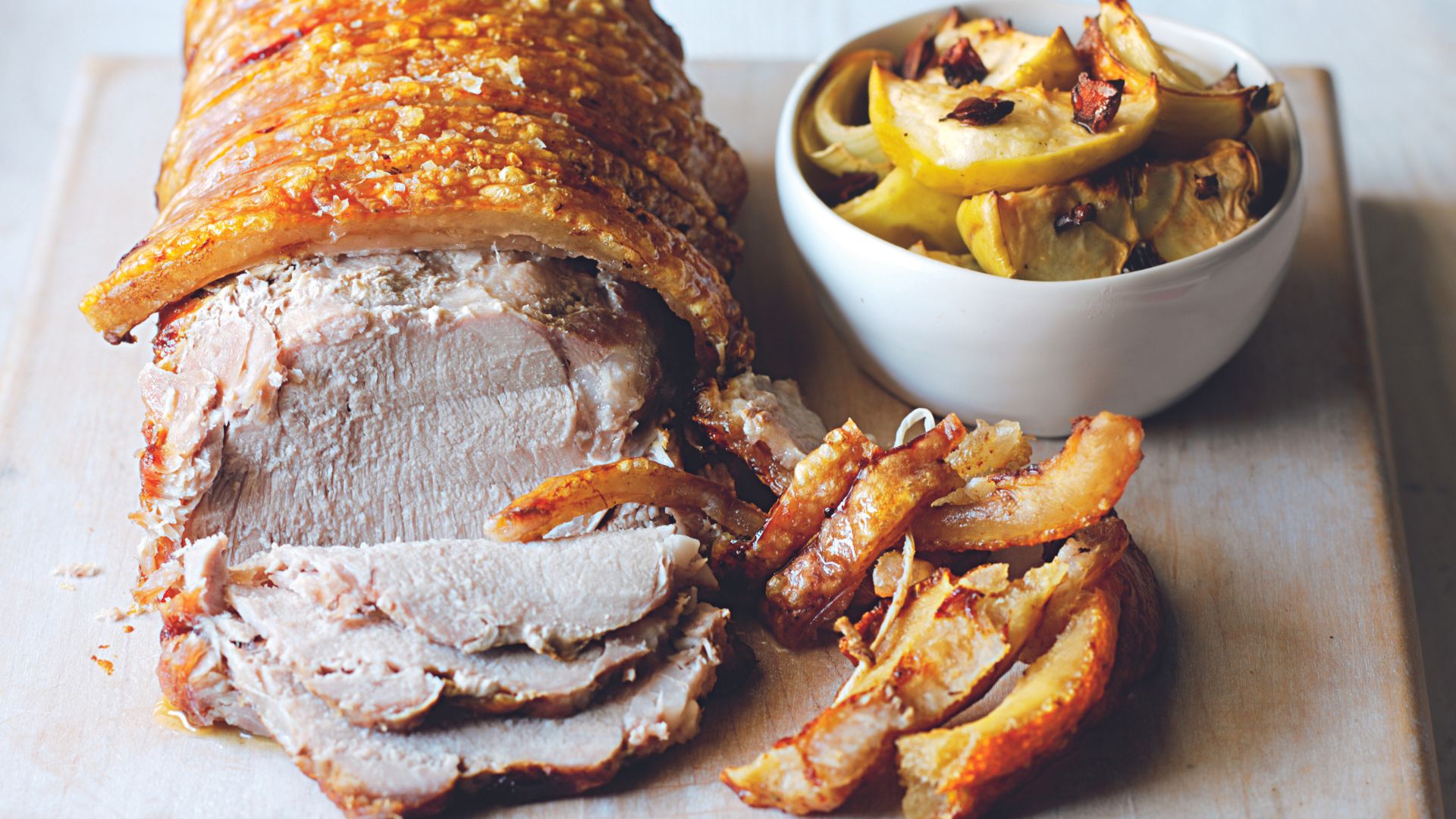 Roasted Pork Loin with Baked Apple and Onion Chutney - one of woman&home's Sunday lunch idea recipes