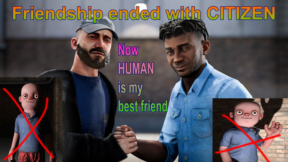 Friendship ended meme showing two humans being friends and terry the sausage crossed out