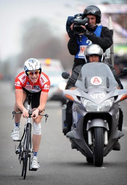 Lieuwe Westra (Vacansolei l- DCM) in action in the closing time trial.