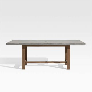 A concrete topped dining table