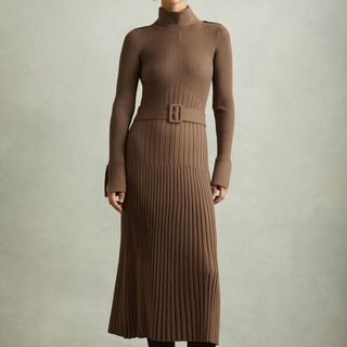 Reiss Ribbed Funnel Neck Dress