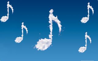 music notes on blue background