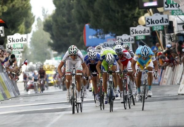 Vincenzo Nibali (Liquigas-Doimo) opens his sprint