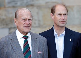 Prince Philip, Duke of Edinburgh and Prince Edward, Earl of Wessex attend the start of Sophie, Countess of Wessex's Diamond Challenge cycle ride