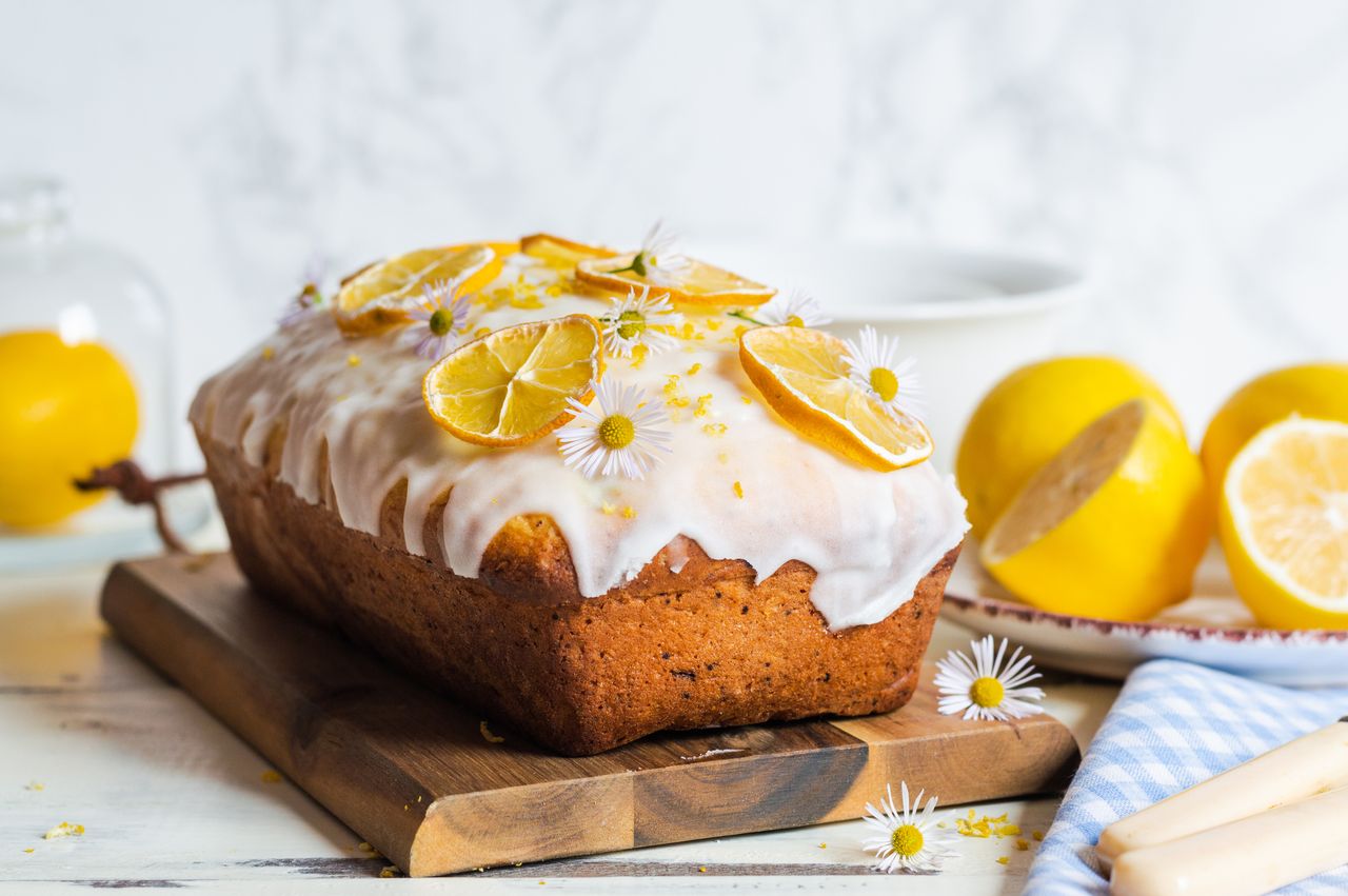 Easter orange cake with lemon icing