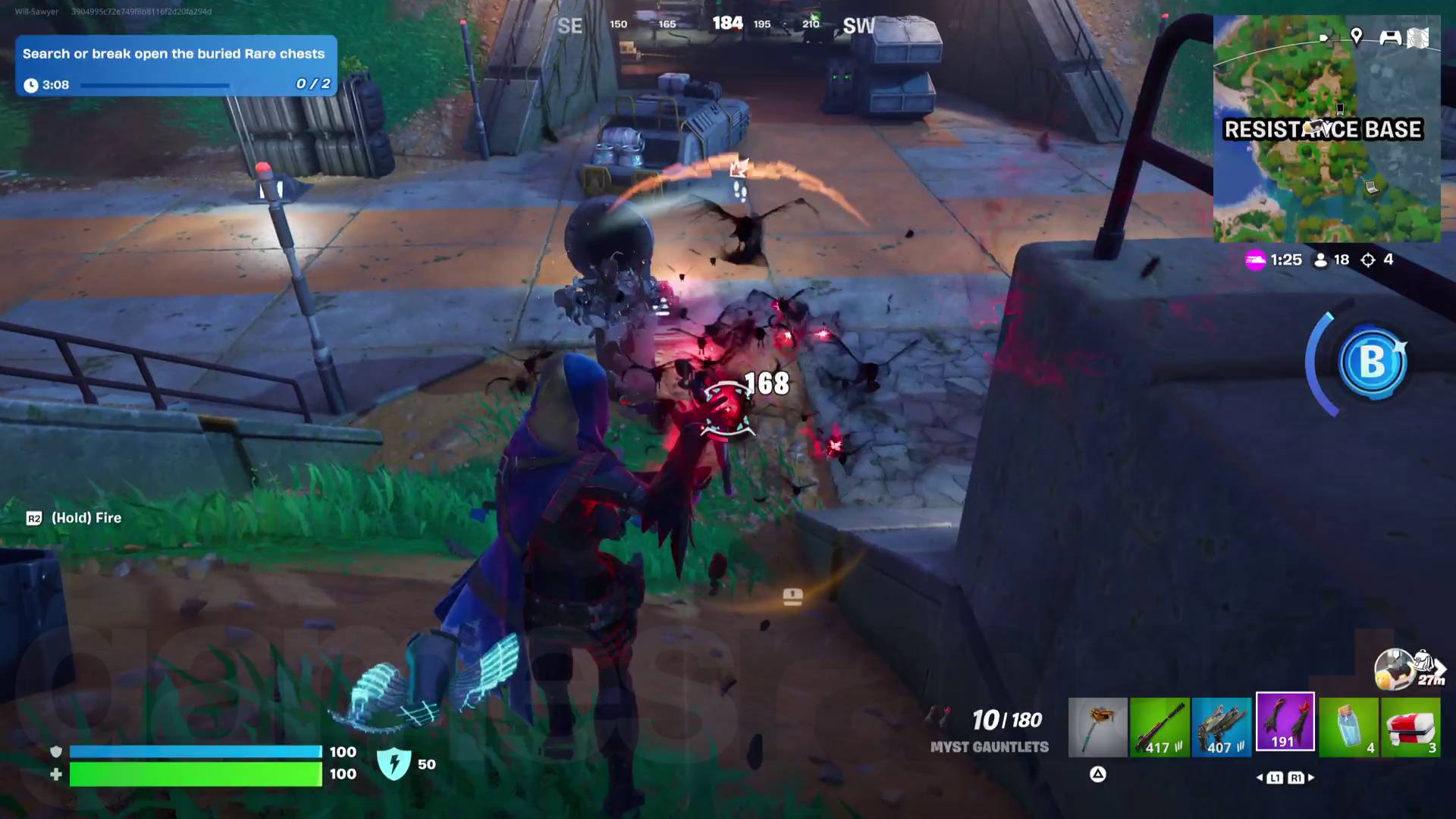 Fortnite Season 3 Chapter 6 Super weapons firing swarm of ravens from myst gauntlets at enemy player