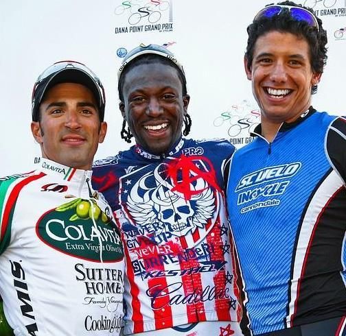 Jermiah Wiscovitch (right) on the podium at the Dana GP this year.