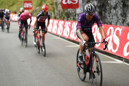 LAGOS DE COVADONGA SPAIN SEPTEMBER 01 ngel Madrazo Ruiz of Spain and Team Burgos BH competes during the 76th Tour of Spain 2021 Stage 17 a 1855km stage from Unquera to Lagos de Covadonga 1085m lavuelta LaVuelta21 on September 01 2021 in Lagos de Covadonga Spain Photo by Tim de WaeleGetty Images