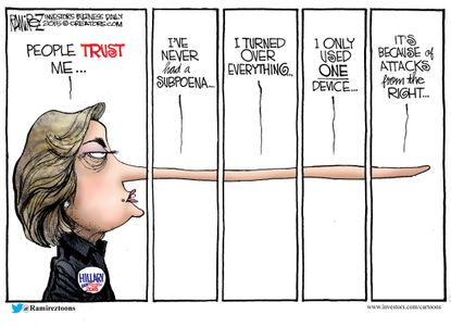 Political Cartoon U.S. Hillary Clinton 2016