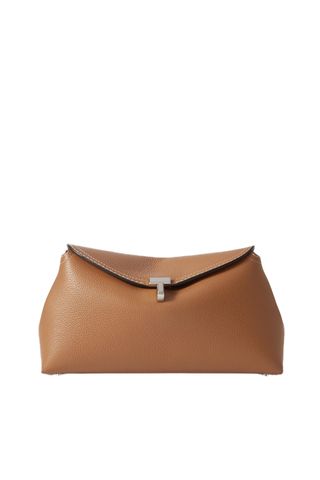 Toteme T-Lock Textured-Leather Clutch