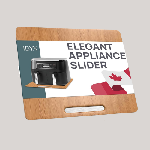 Ibyx Bamboo Sliding Appliance Tray for Worktops &amp;ndash; Roll-Out Tray for Coffee Machines, Air Fryers &amp;amp; Toaster Ovens &amp;ndash; Quiet Wheels, Anti-Slip