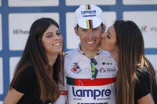 Rui Costa on the podium after Stage 1 of the 2014 Volta ao Algarve