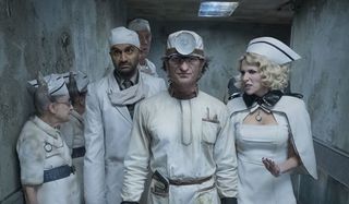 Lemony Snicket's A Series Of Unfortunate Events Count Olaf masquerading as a doctor, with staff