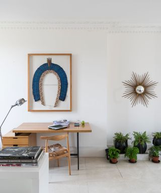 Home office with minimalist indoor garden