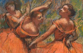 The Red Ballet Skirts Edgar Hilaire Germain Degas (1834 - 1919, French). Created circa 1895-1900, pastel on paper. Courtesy of The Burrell Collection, Glasgow © CSG CIC Glasgow Museums Collection