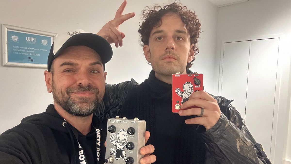 Danny Gomez of Dirty Boy pedals hangs out with Linkin Park who have just revealed that the Ball Buster, Dirty Boy's OOP legacy boost pedal, was all over their comeback LP, From Zero. Here Gomez is joined by Colin Brittain.