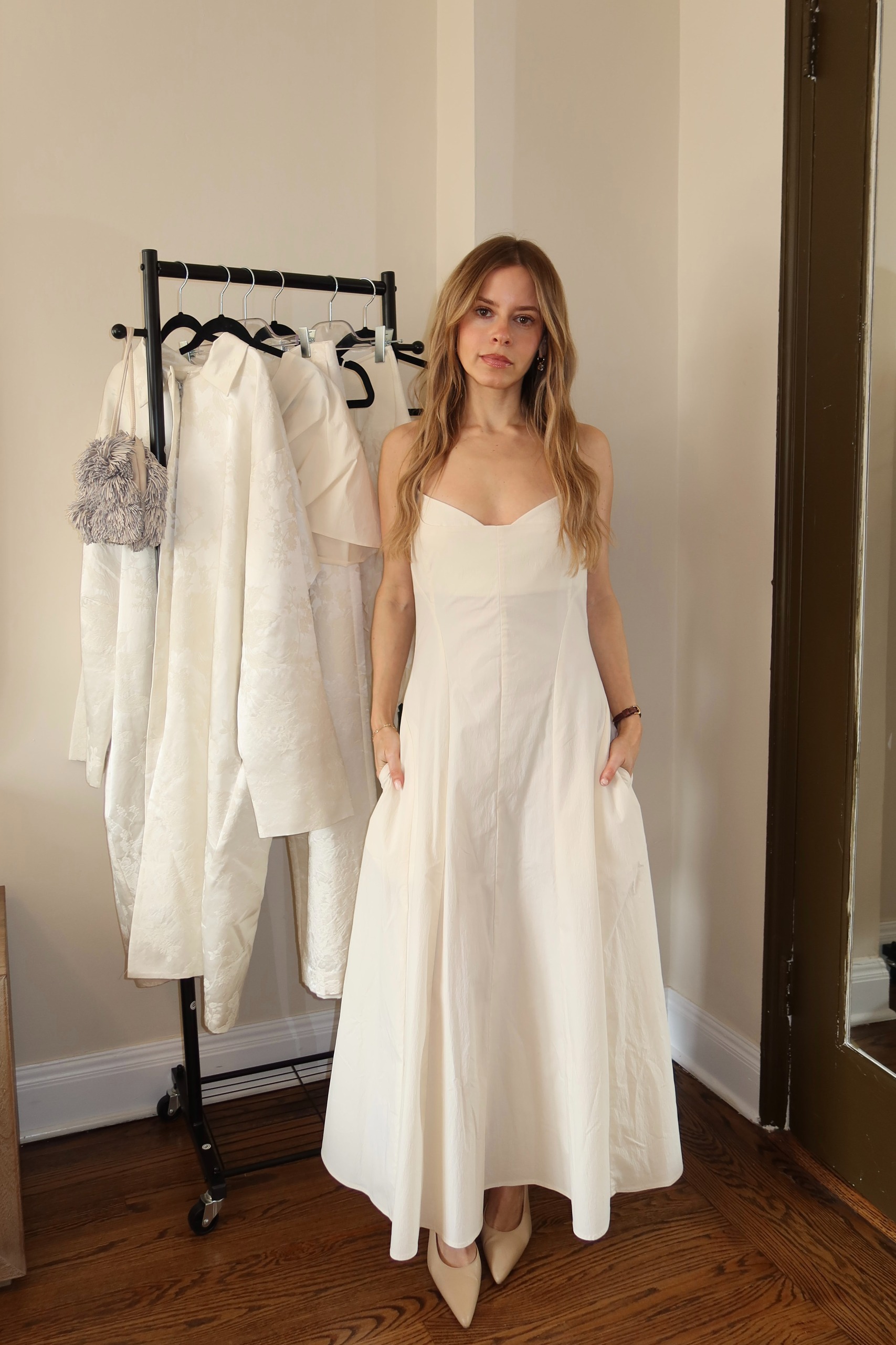 Nikki tries on pieces from St. Agni's bridal capsule.
