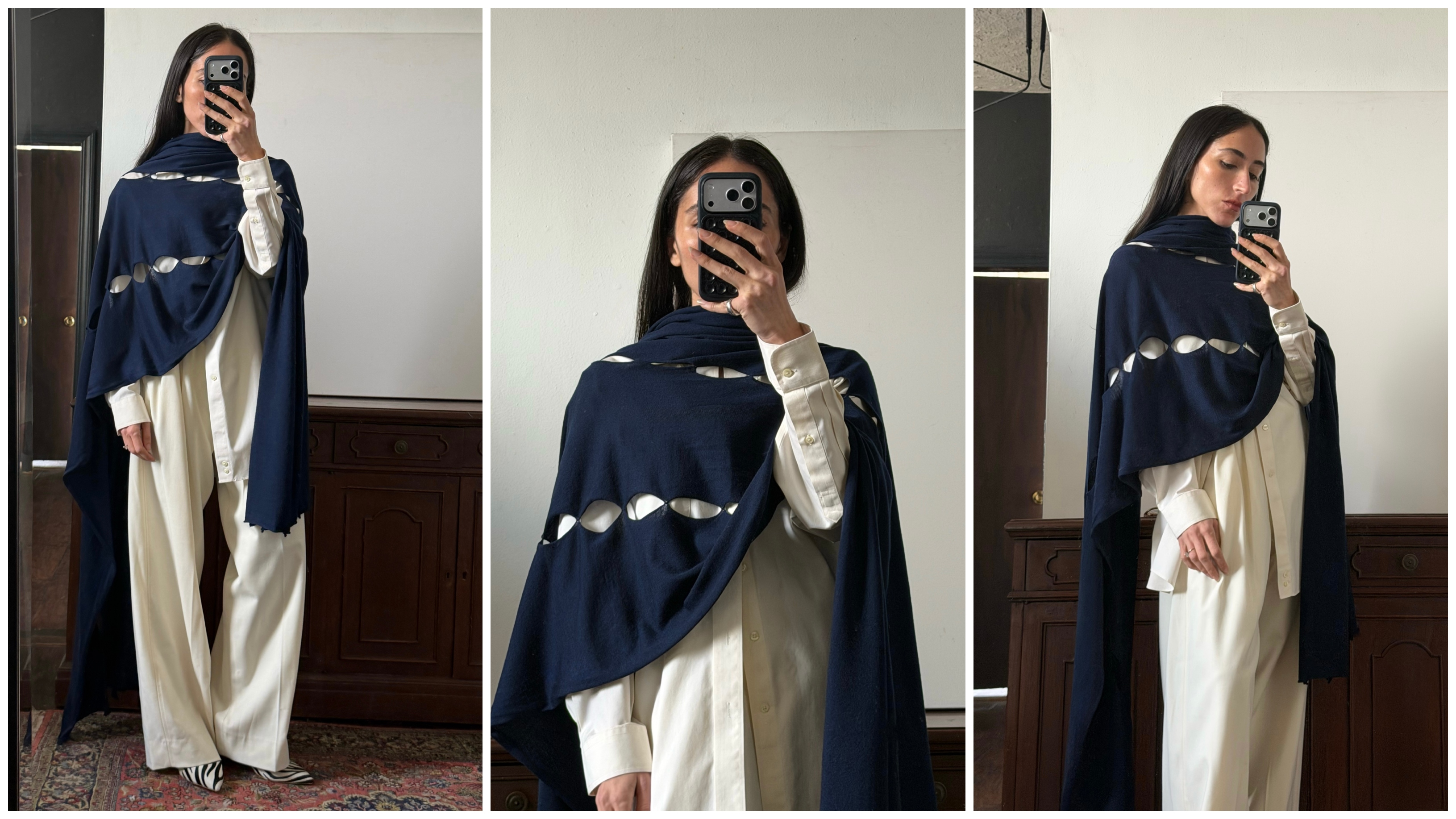 Alexis Badiyi wearing wool scarves