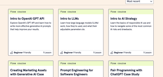 A screenshot of the Codecademy website showing a list of free coding courses