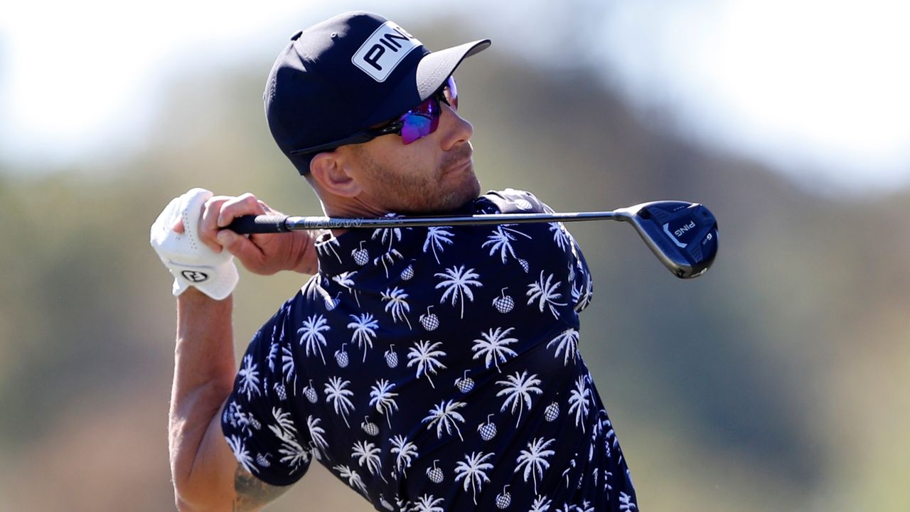 Tano Goya hits a fairway wood shot