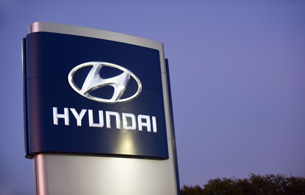 A sign at a Hyundai dealer. 