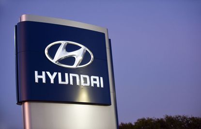 A sign at a Hyundai dealer. 