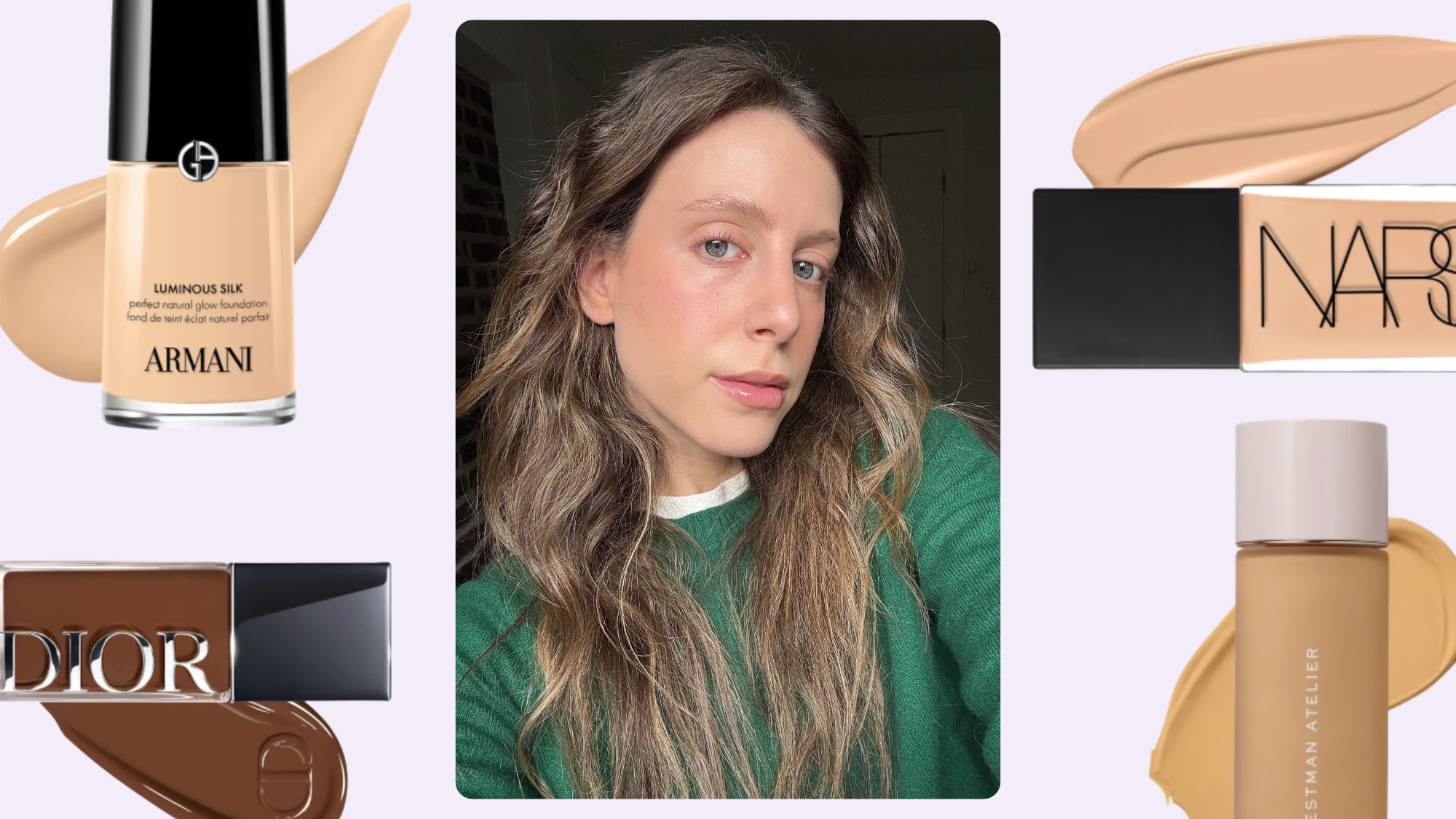 Senior beauty editor Jamie Chevron wearing the Armani Beauty Luminous Silk Natural Glow Blurring Liquid Foundation.