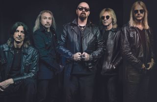 (from left) Judas Priest’s Scott Travis, Ian Hill, Rob Halford, Glenn Tipton and Richie Faulkner.