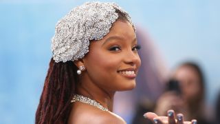 Halle Bailey attends the UK Premiere of "The Little Mermaid" at Odeon Luxe Leicester Square on May 15, 2023 in London, England