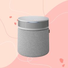 Blueair Blue Signature Air Purifier on a pink background