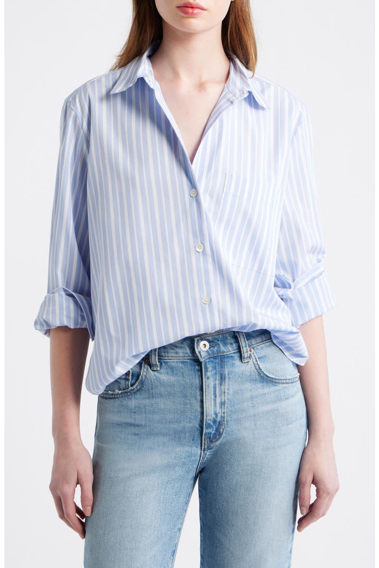 The Signature Stripe Cotton Poplin Y-Neck Shirt the Signature Y-Neck Shirt in Poplin