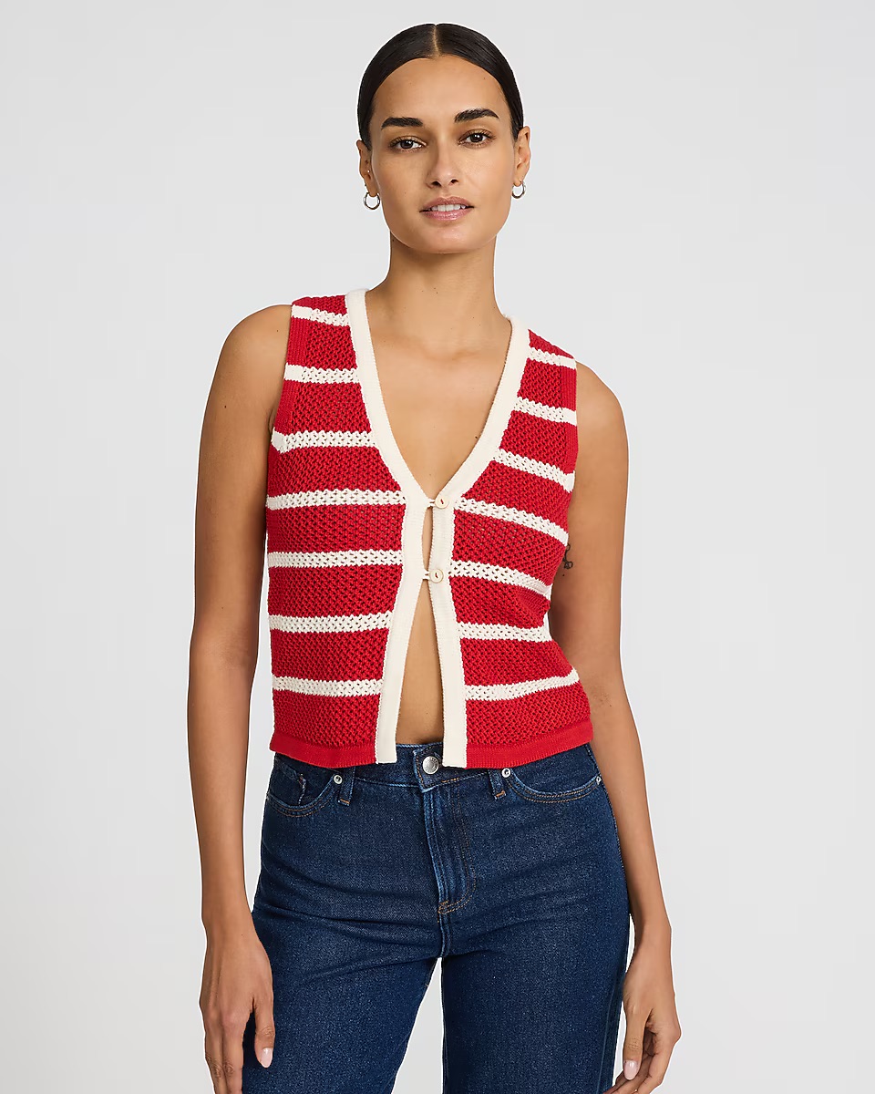 Express, Striped V-Neck Cutaway Sweater Vest