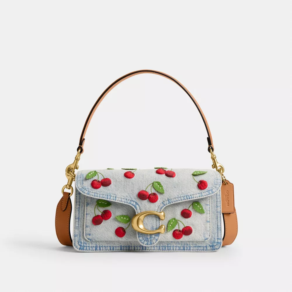 Tabby Shoulder Bag 26 With Cherry Embroidery