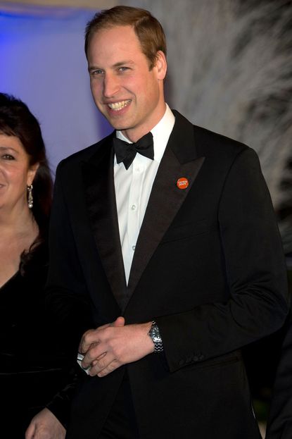 Prince William in black tie at the Winter Whites Centrepoint Gala at Kensington Palace