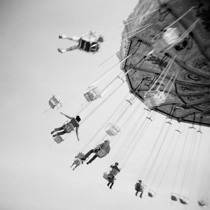 A swing ride at an amusement park