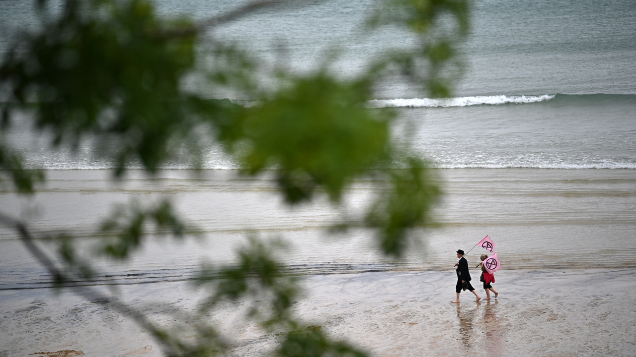 Extinction Rebellion protesters at Carbis Bay during the G7 summit